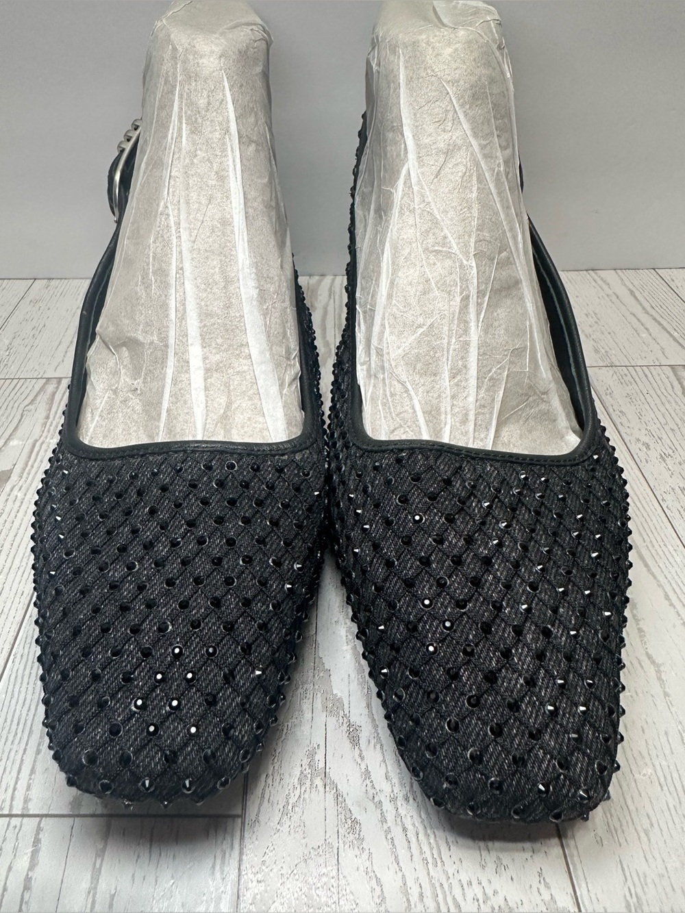 NWT - rag&bone ‘Astra’ Diamanté Mesh Slingback Flats, Greydnm, EU 39